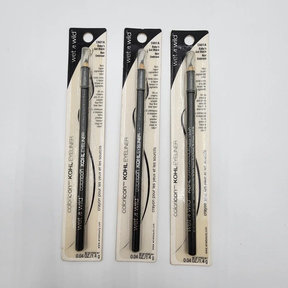 Wet n Wild Color Icon Kohl Eyeliner Pencil Baby's Got Black 601A Lot of 3 New